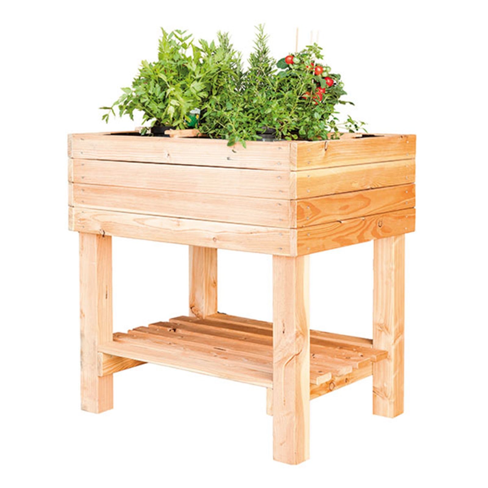 Table de jardin en épicéa avec étagère 80x60x80 cm
