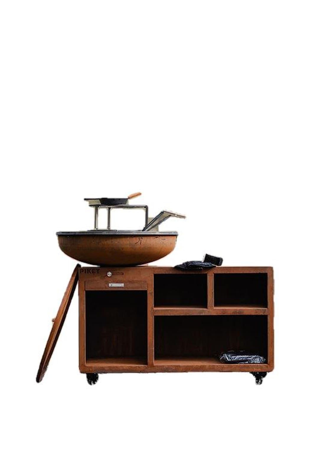 Îlot de cuisine extérieur mobile en acier corten (1/5)