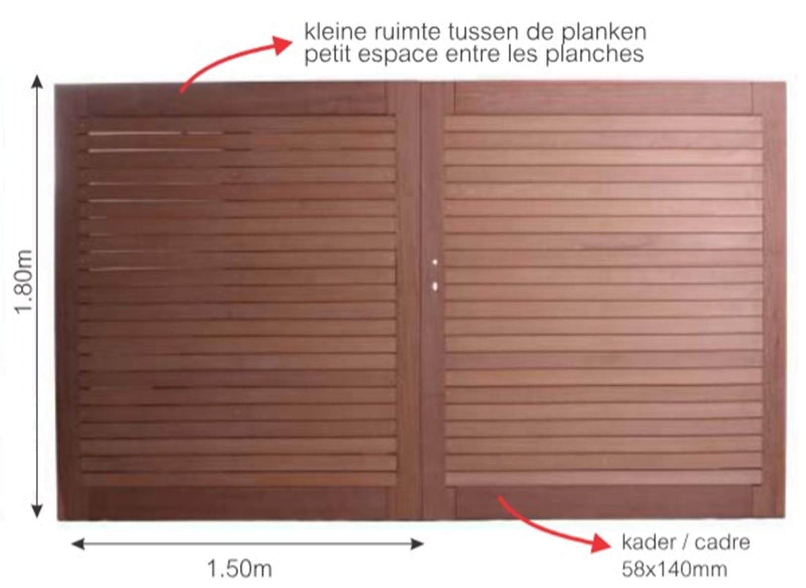 Houten tuinpoort Elisabeth 150 cm
